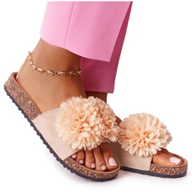 Pantuflas beige con suela de corcho