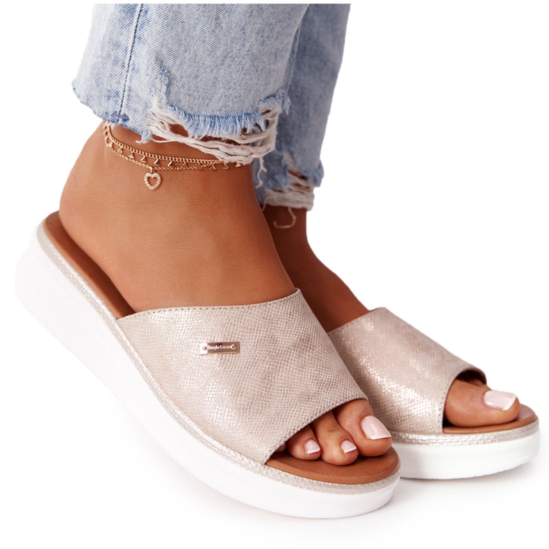 Sandalias Con Cuña Sergio Leone SK042 Dorado
