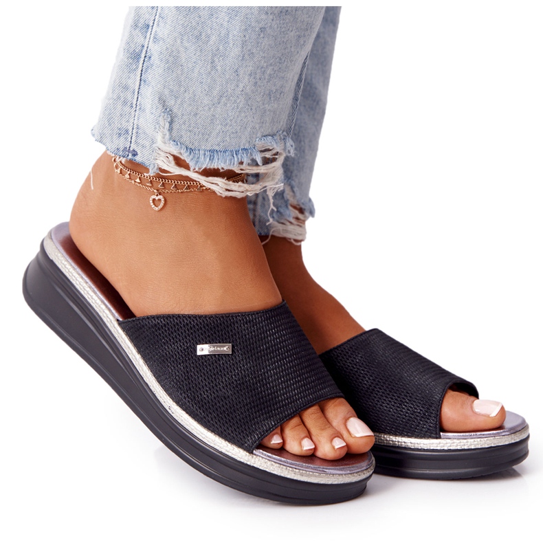 Pantuflas Negras Con Cuña Sergio Leone SK042 negro Pantuflas Negras Con Cuña Sergio Leone SK042 negro