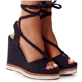 Sandalias de cuña Hawaii negras atadas negro