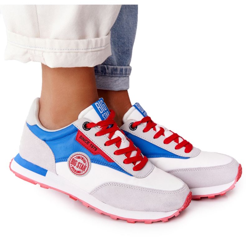Zapatos Deportivos Mujer Memory Foam Big Star HH274526 Blanco-Azul rojo