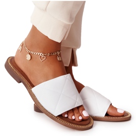Pantuflas Piel Con Acolchado Nicole 2650 Blanco