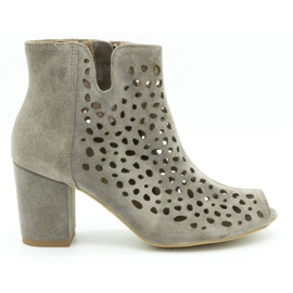 Exousite Bota de piel calada para mujer 1184 gris Exousite Bota de piel calada para mujer 1184 gris