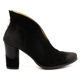 Exousite Botas de piel para mujer 1231 negro