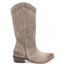 Exousite Bota mujer piel calada 1229 gris Exousite Bota mujer piel calada 1229 gris