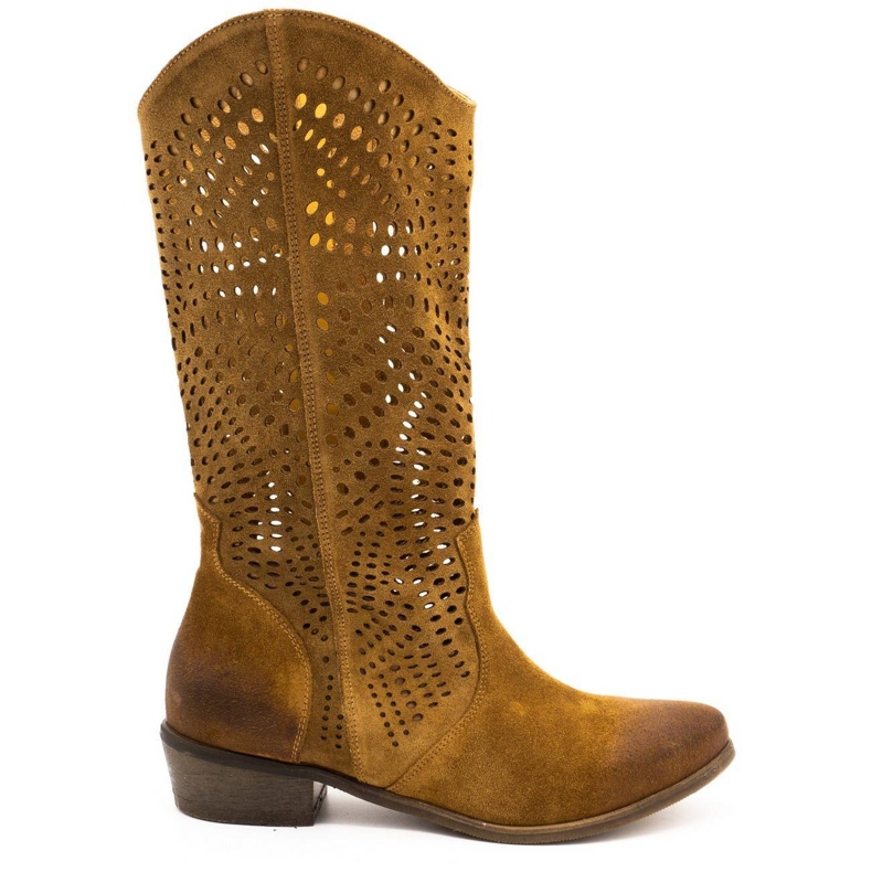 Exousite Bota mujer piel calada 1229 marrón coñac Exousite Bota mujer piel calada 1229 marrón coñac