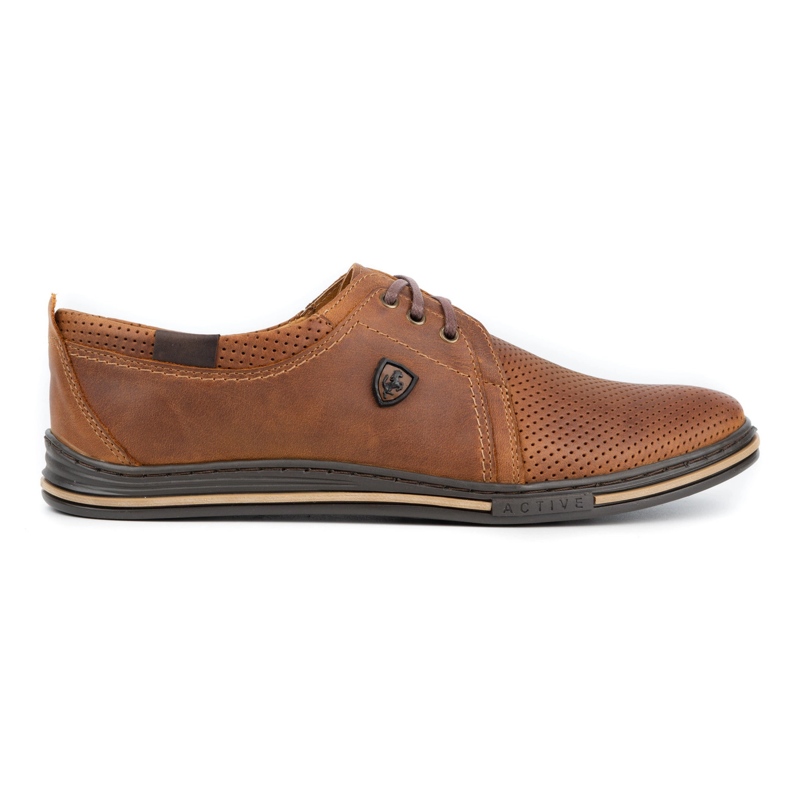 Polbut Zapatos de piel para hombre 343 camel perforation marrón