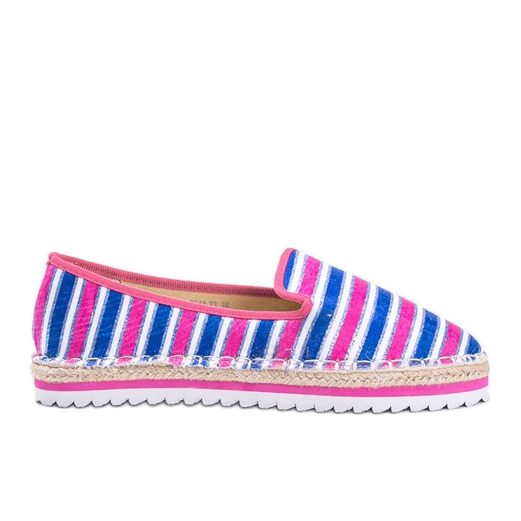 Alpargatas Ottawa de rayas rosas azul marino rosado