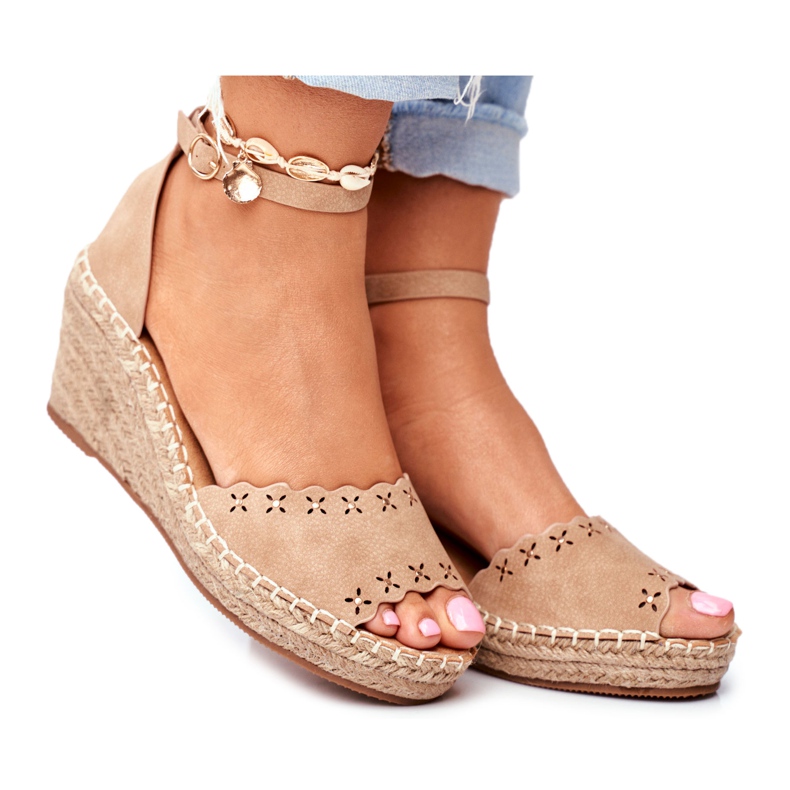 EVE Sandalias de mujer en alpargatas de cuña Beige 9SD98-0953 Sagitario