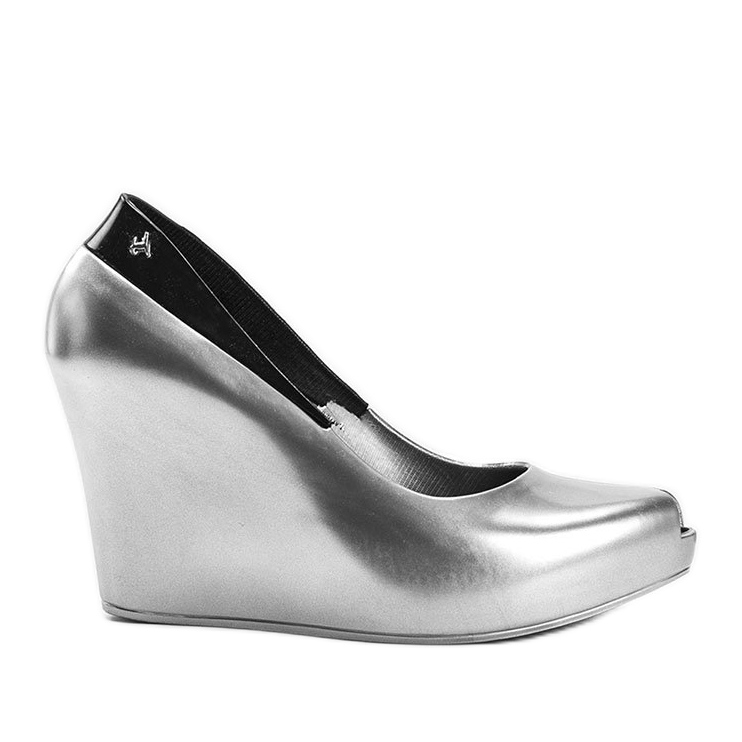 Melissa plateada en el tacón de cuña de Dina plata Melissa plateada en el tacón de cuña de Dina plata