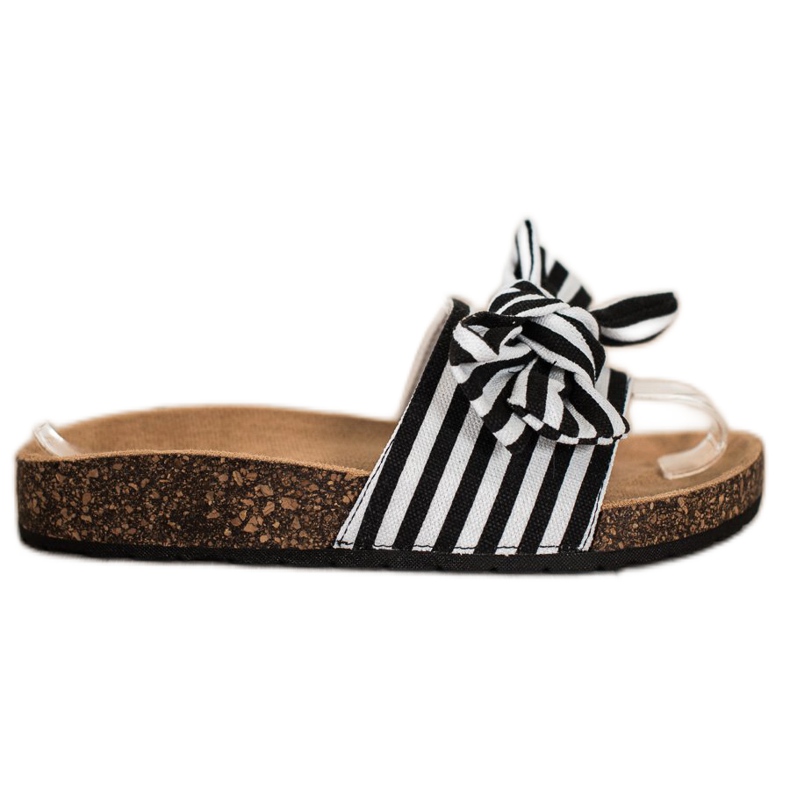 SHELOVET Zapatillas de rayas de moda blanco negro