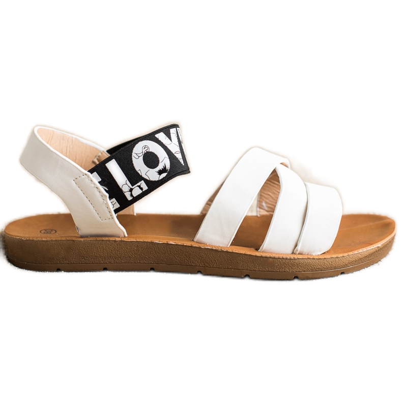 SHELOVET Sandalias con amor de cuero ecológico blanco
