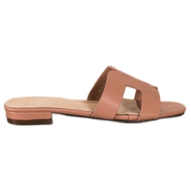 SHELOVET Pantuflas Clásicas de Piel Ecológica rosado