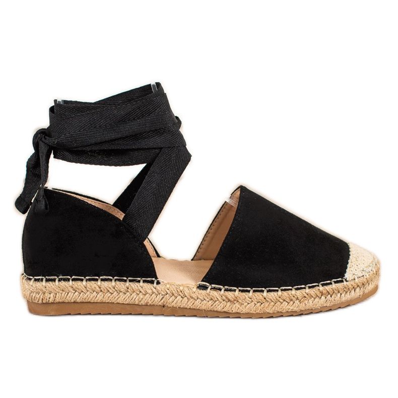 SHELOVET Alpargatas atadas de moda negro
