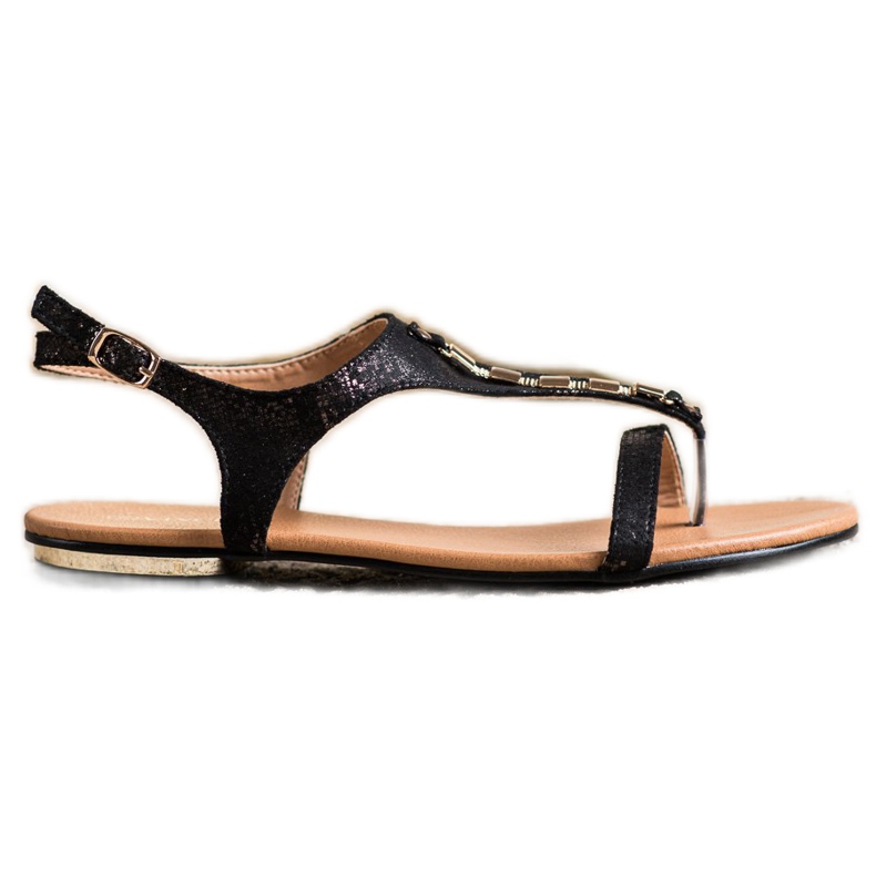 Sandalias Con Adornos Dorados VINCEZA negro