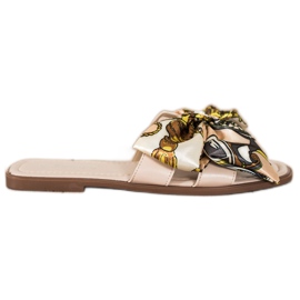 Seastar Pantuflas elegantes con lazo decorativo beige multicolor Seastar Pantuflas elegantes con lazo decorativo beige multicolor