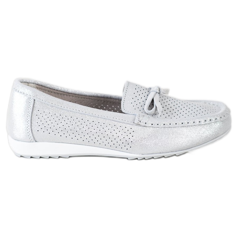 Goodin Zapatos de cuero con lazo plata gris