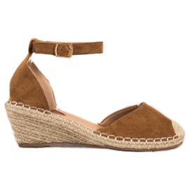 SHELOVET Alpargatas de cuña marrón