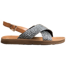 SHELOVET Cómodas sandalias trenzadas negro