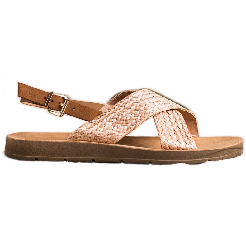 SHELOVET Cómodas sandalias trenzadas marrón naranja