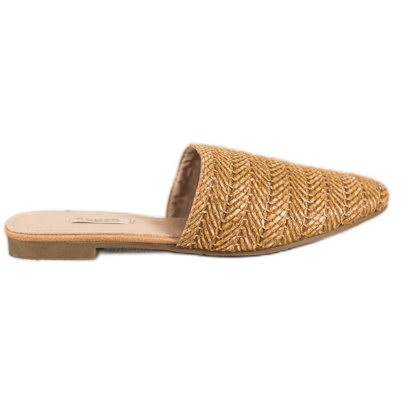 SHELOVET Pantuflas de paja marrón