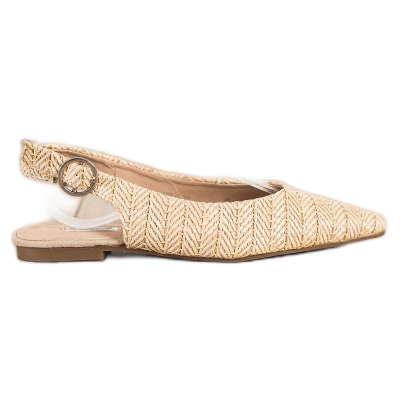 SHELOVET Zapatos de tacón de paja con tacón abierto beige