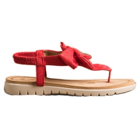 SHELOVET Sandalias Flip Flops Con Lazo rojo