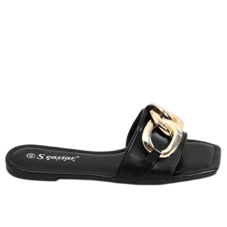 Zapatillas cuadradas con cadena negro CK206P Negro