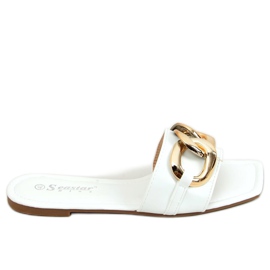 Zapatillas cuadradas con cadena blanco CK206P Blanco