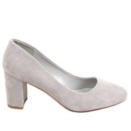 Zapatos de salón grises con punta redonda LL-239P Grey