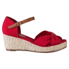 Goodin Sandalias de cuña textil rojo