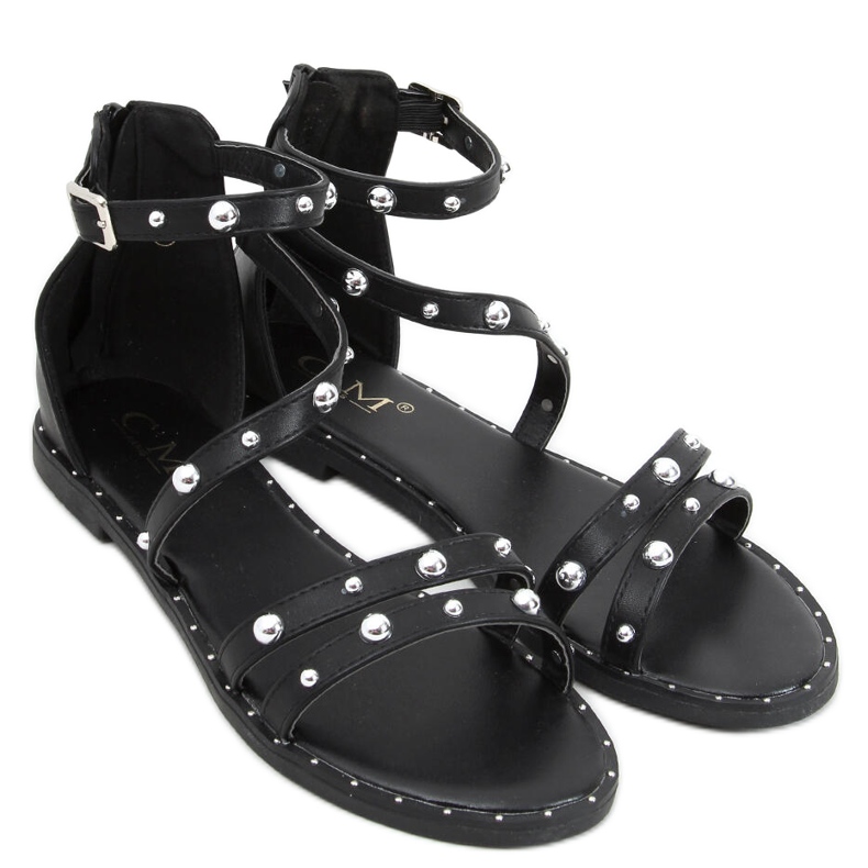 Sandalias de tacón bajo negro B7922 Negro
