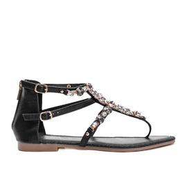 Sandalias negras ricamente decoradas con Yosemite negro