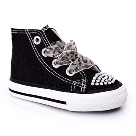 Zapatillas deportivas infantiles Black Smile con circonita cúbica negro