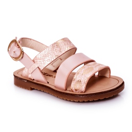 FR1 Sandalias Infantiles Brillantes Estampado Serpiente Rosa Natalie