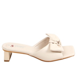 Pantuflas con tacón beige de diseño T388P Beige