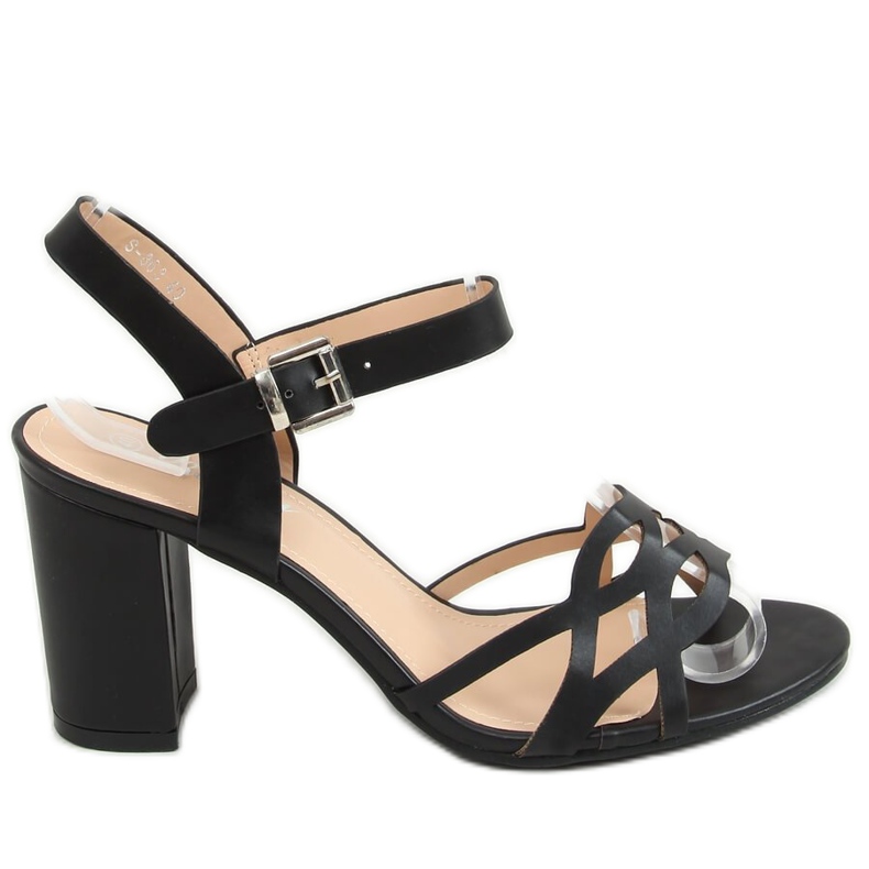 Black S-863 Sandalias negras de tacón alto negro
