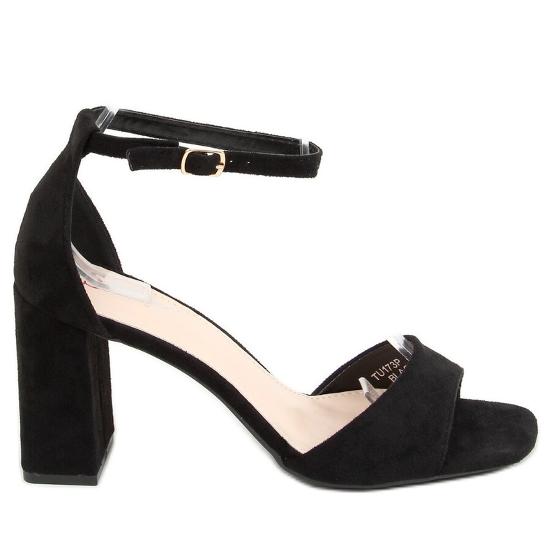 Sandalias con tacones cuadrados ante negro TU173P Negro