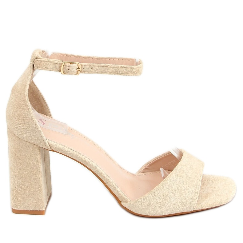 Sandalias con tacones cuadrados ante beige TU173P Beige