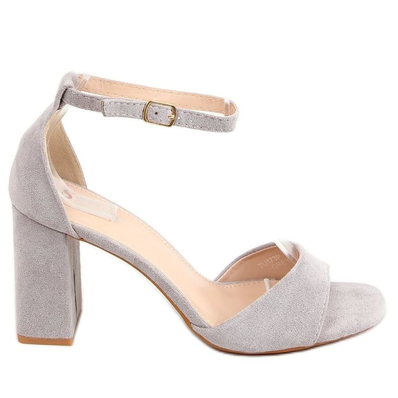 Sandalias con tacones cuadrados, ante gris TU173P Gris