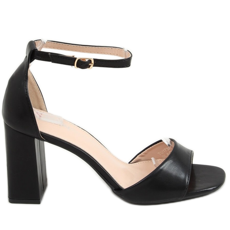 Sandalias con tacones cuadrados, negro TU173P-PU Black Pu