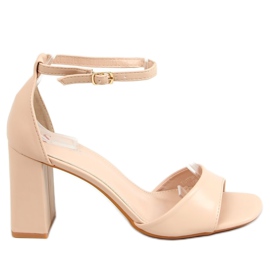 Sandalias de tacón cuadrado, beige TU173P-PU Beige Pu