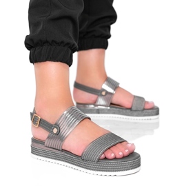 Sandalias grises con suela señorita gruesa