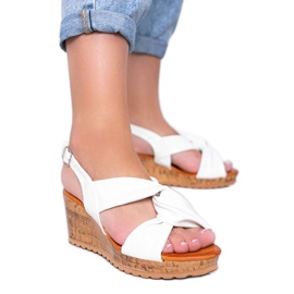 Sandalias blancas con cuña Buenos Aires blanco