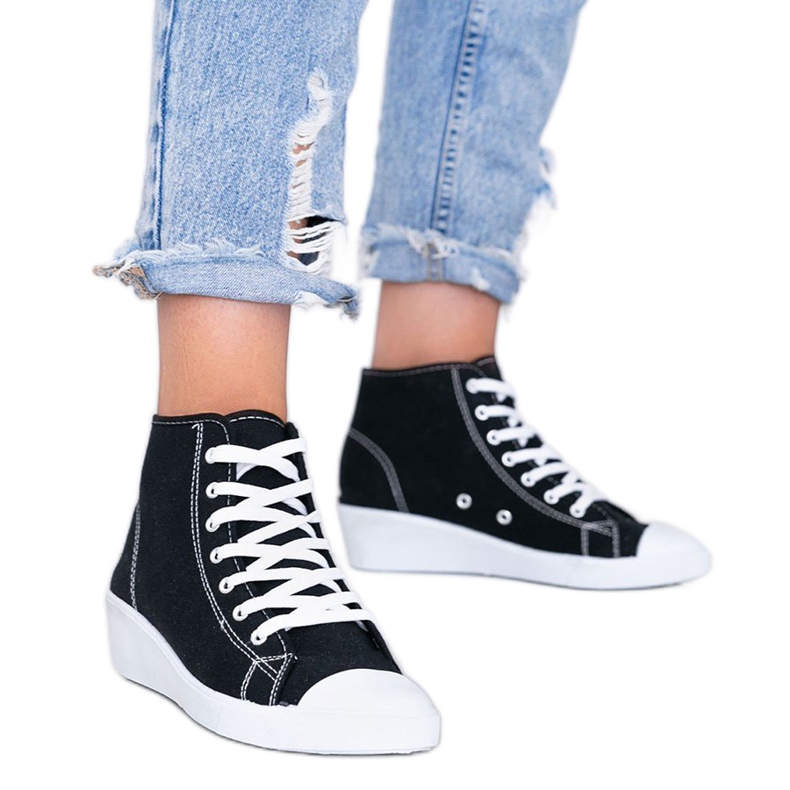 Zapatillas negras hasta los tobillos en la cuña Marine negro Zapatillas negras hasta los tobillos en la cuña Marine negro