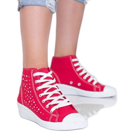 Zapatillas rojas hasta los tobillos en la cuña Bondi rojo