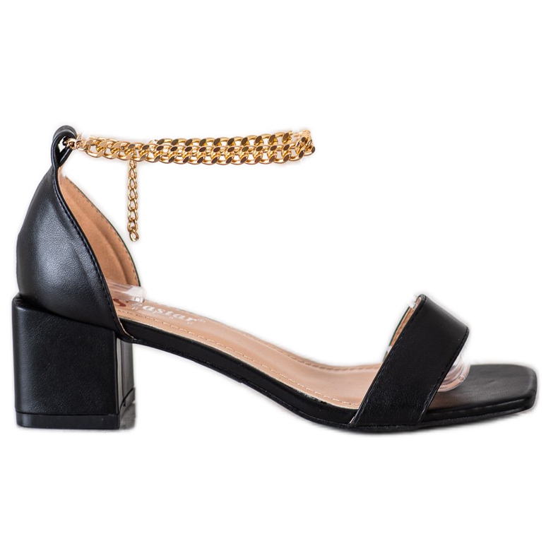Seastar Sandalias Con Cadena Decorativa negro dorado