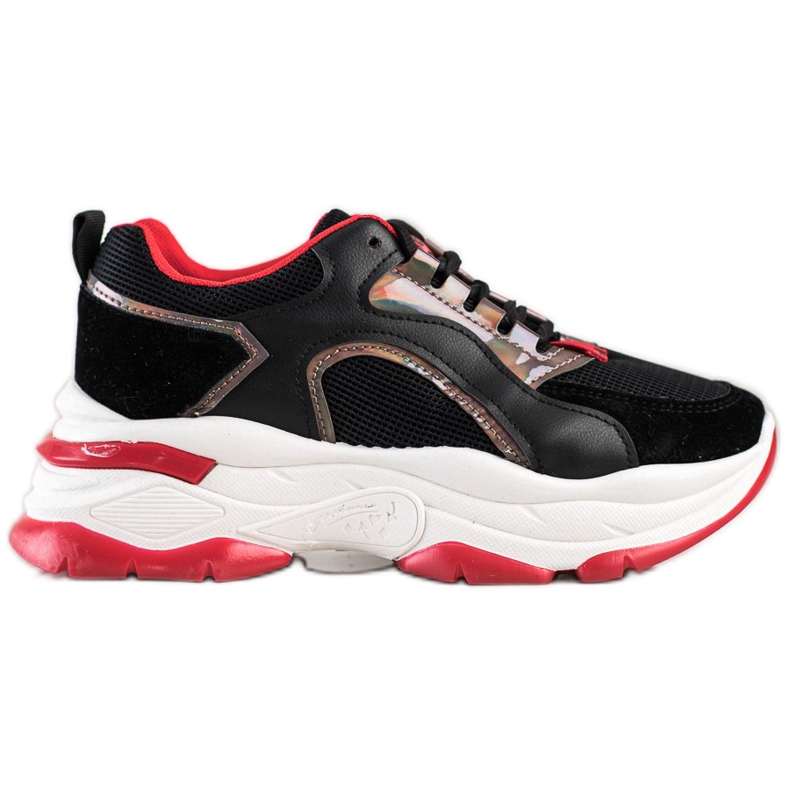 Zapatillas en la plataforma FASHION negro rojo