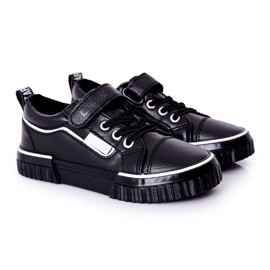 Zapatillas Infantiles De Piel Con Velcro Big Star HH374029 Negro