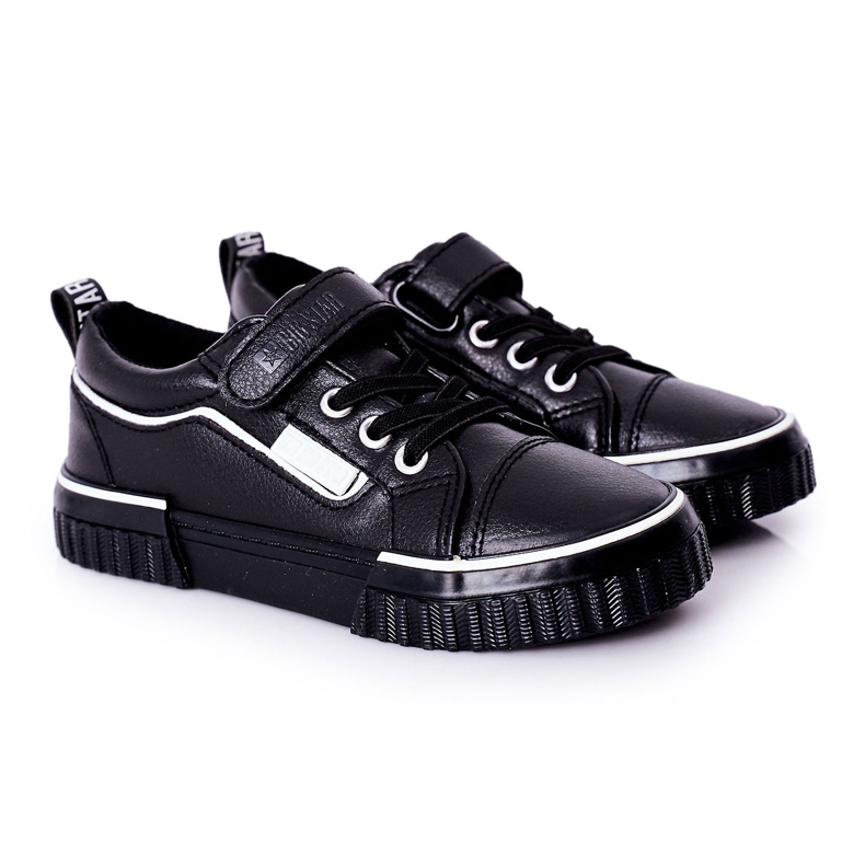 Zapatillas Infantiles De Piel Con Velcro Big Star HH374029 Negro